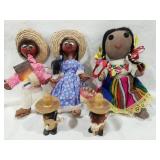Mexican Dolls, Wood, Cloth