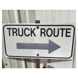 Truck Route Sign on Post