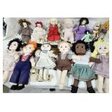 Cloth Dolls, needle work faces,