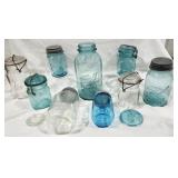 Canning Jars, clear and green