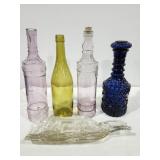 Glass bottles, decanter, bottle ashtray