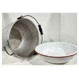 Enamel Wash Pan, Aluminum Kettle