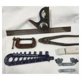 Square, C-clamp, hone