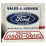 Ford Sales & Service Sign, Hours Sign