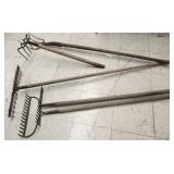 Long Handled Rakes & pitch forks