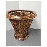 Waste Basket, wood, woven sides