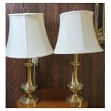 Brass table lamps, matching pair