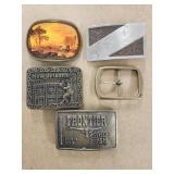 Belt Buckles, some brass,  (5)