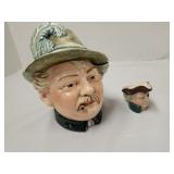 English Majolica Humidor & Toby Mug