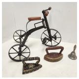 Tricycle decoration, painted sad irons
