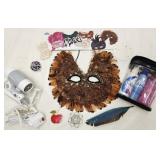 Feather mask, cosmetic travel kit