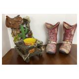 Resin Cowboy Boot Planters