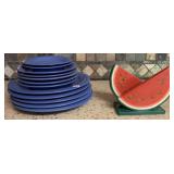 Blue Dinnerware & Dept 56 Watermelon napkin