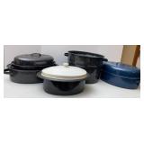 Enamel Roasting Pans & Canning Pot (no lid)