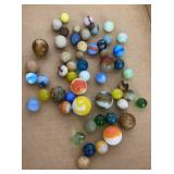 Glass dish of Vtg Marbles