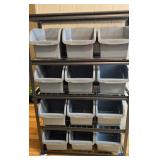 Metal Wire Shelf & Plastic Bin Unit