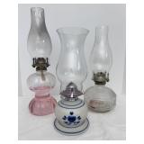 3 Vintage Hurricane Lamps