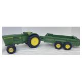 Vintage John Deere Metal Tractor & Trailer 1:16