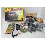 Puzzle mat, puzzles (sealed in bag) marbles and