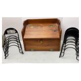 Wooden Bread Box & pan Organizer racks