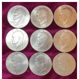 (9) 1976 Bicentennial Eisenhower Dollar Coins