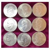 (9) 1976 Bicentennial Eisenhower Dollar Coins