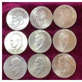 (9) 1976 Bicentennial Eisenhower Dollar Coins