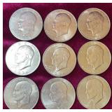 (9) Eisenhower Dollar Coins