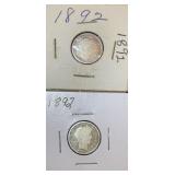 (2) 1892 Barber Dimes
