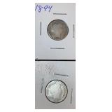 (2) 1894 Barber Dimes
