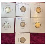 (7) 1899 Barber Dimes