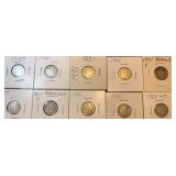 (10) 1900-1901 Barber Dimes
