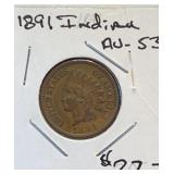 1891 Indian Cent (AU-53)