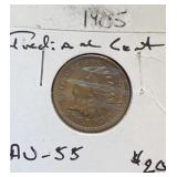 1905 Indian Cent (AU-55)