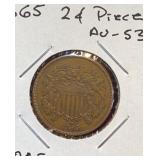 1865 2 Cent Piece (AU-53)