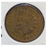 1904 Indian Cent (AU-53)