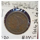 1843 Large Cent (VF-20)