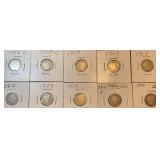 1908-D, 1909, 1909-O & 1910 Barber Silver Dimes