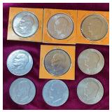 (9) 1971 Eisenhower Dollar Coins