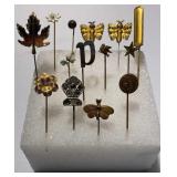 Stick or hat pins, some are antique