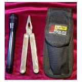 Brinkmann Flashlight, Leatherman Multi-Tool &