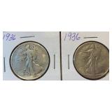 1936 Walking Liberty Silver Halves