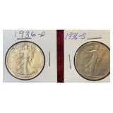 1936-D & S Walking Liberty Silver Halves