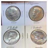 (4) 1966 Kennedy Half Dollar Coins (40% Silver)