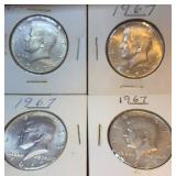 (4) 1967 Kennedy Half Dollar Coins (40% Silver)