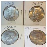 (4) 1967 Kennedy Half Dollar Coins (40% Silver)