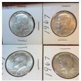 (4) 1967 Kennedy Half Dollar Coins (40% Silver)
