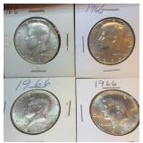 (4) 1966 Kennedy Half Dollar Coins (40% Silver)