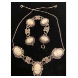 Vintage cameo necklace and matching bracelet