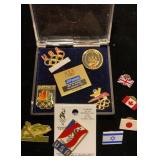 Olympic and flag hat pins